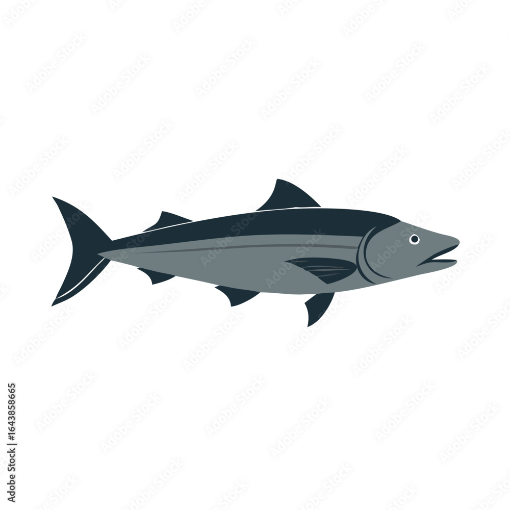 Fototapeta premium Isolated tuna fish illustration on a black background