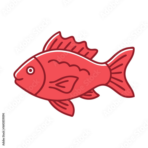 Stylized Red Fish Illustration on Black Background