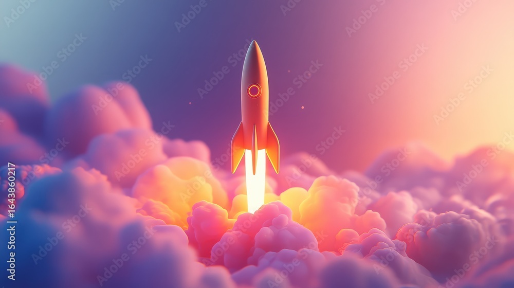 Obraz premium space looping startup rocket