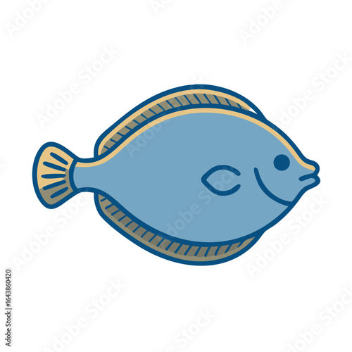 Flatfish illustration with minimalist design on a black background