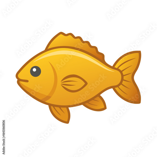 Isolated cartoon golden fish on black background illustration style