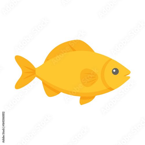 Cartoon Golden Fish Isolated on Black Background Illustration