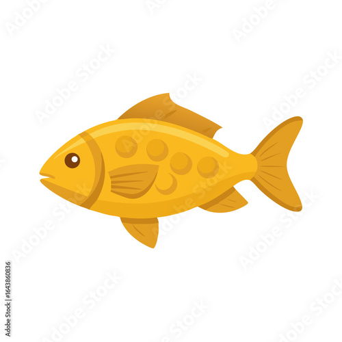 Cartoon golden fish swimming on black background illustration