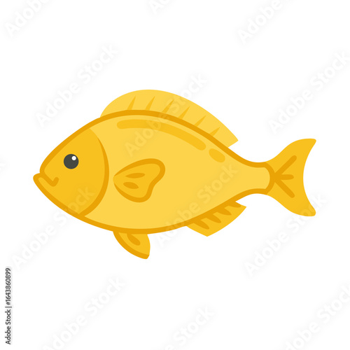 Golden fish cartoon illustration on black background stock image