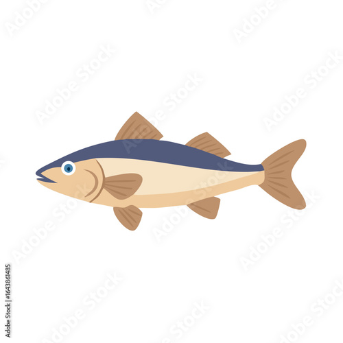 Flat design fish swimming on a black background