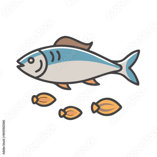 Illustration of a fish with smaller fish swimming below