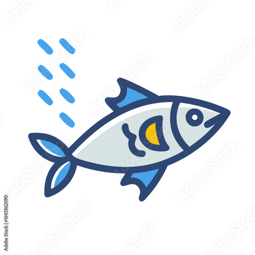 Stylized fish illustration in flat design with blue accents