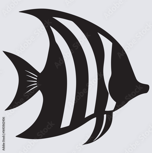 out line of a angelfish silhouette vector art illustration