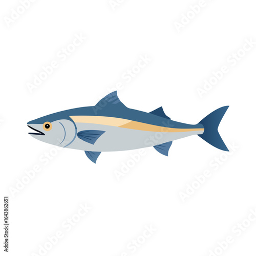Simple illustration of a tuna fish on black background