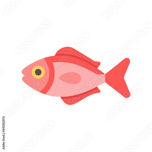 Flat style illustration of a red fish swimming