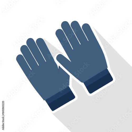 Pair of blue winter gloves with long cuffs