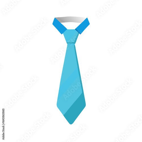 Simple flat design light blue necktie with diagonal stripes