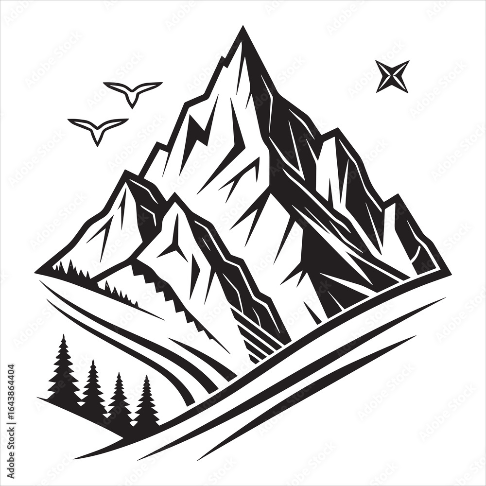Obraz premium mountain peak logo silhouette vector