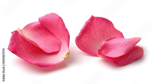 Wallpaper Mural Two delicate, light pink rose petals, softly curved, lie against a stark white background, showcasing their gentle texture and subtle color variations Torontodigital.ca