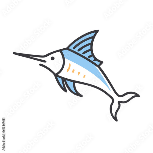 Illustration of a Marlin Fish on Black Background