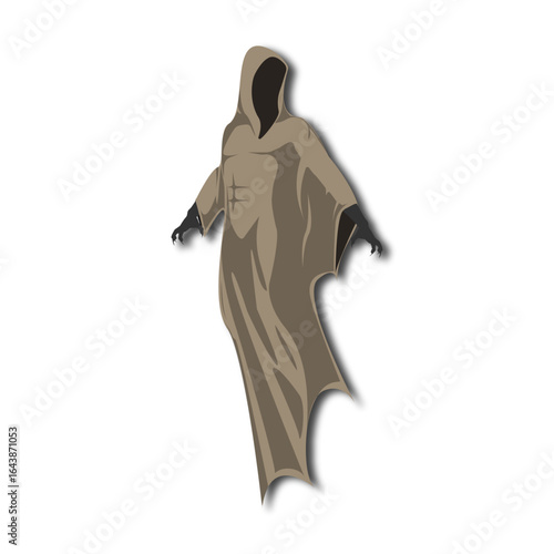 Paper Cut Illustration of a Halloween Ghost Dementor