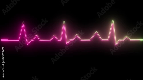 Heart rate monitor line isolated on black background. Cardiogram cardiograph oscilloscope