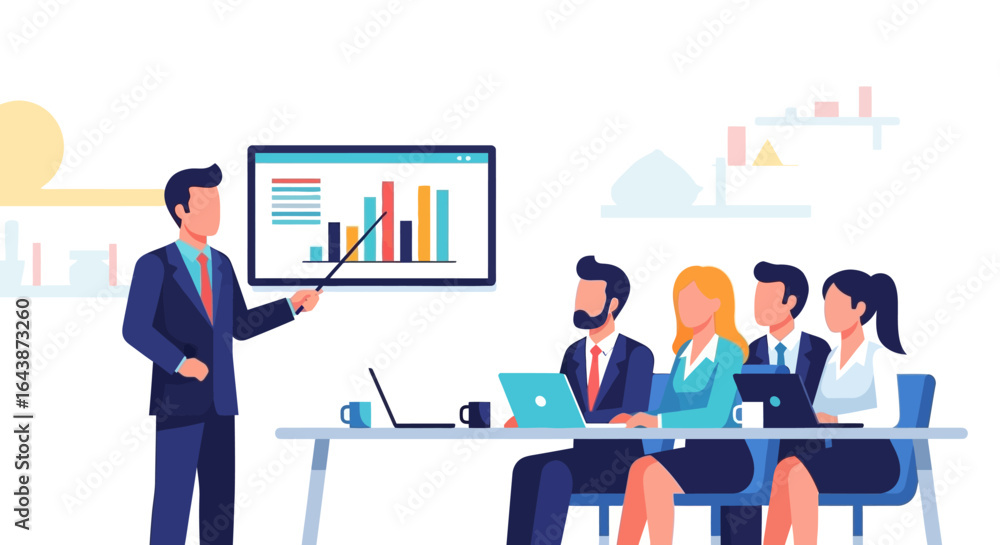 Fototapeta premium Driving Growth and Strategic Insights A Collaborative Business Presentation and Data Analysis Session in a Modern Corporate Environment