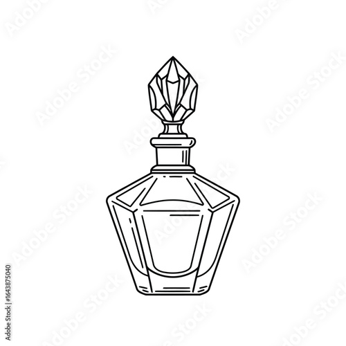 Vector art of elegant perfume bottle illustration in black and white perfect for beauty and fashion related projects and branding