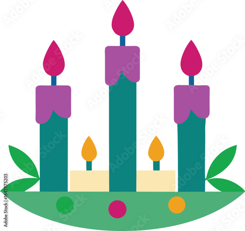 Advent Wreath with Candles on a White Background Design for Christmas