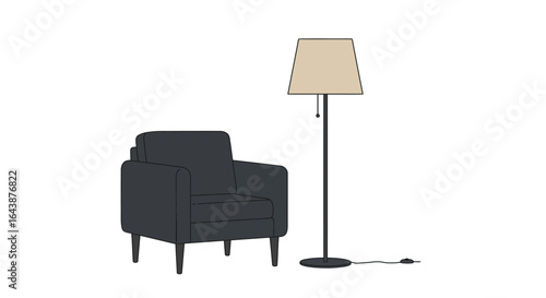 Cozy armchair and floor lamp setup for modern living room comfort