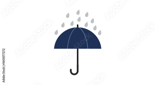 High-Key Blue Umbrella and Rain Icon