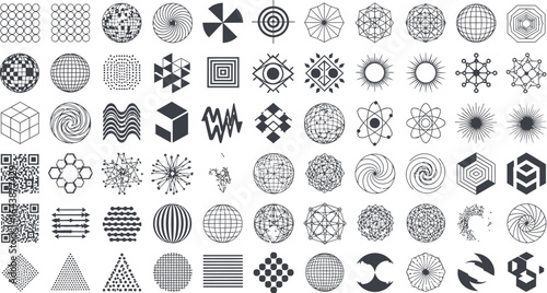 Modern abstract geometric shapes and icons collection