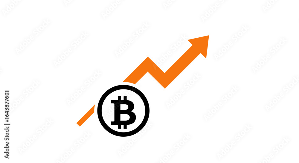 Bitcoin Coin with Upward Growth Arrow Bitcoin Coin with Upward Growth Arrow