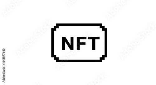 Minimalist NFT Icon on White with Pixel Brackets