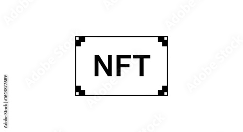 Minimalist NFT Icon on White with Pixel Brackets