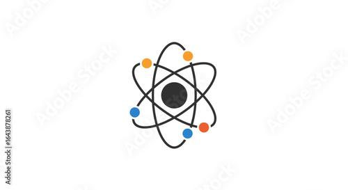 Minimalist Abstract Atom with Orbiting Electrons