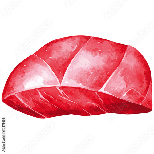 Watercolor Illustration of Fresh Raw Rump Steak Cut