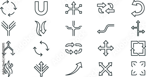 Modern arrow icons for direction, progress, and choice
