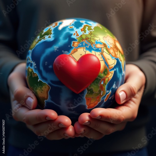 Hands cradle the Earth a symbol of love and global care