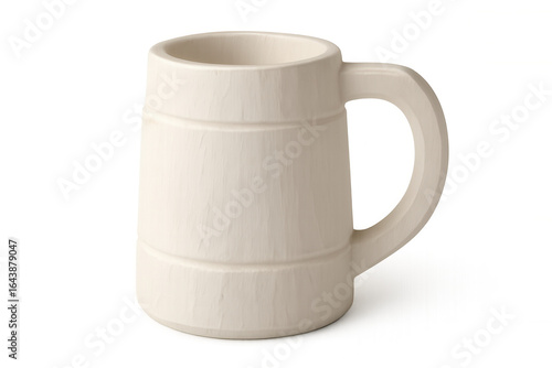 Wooden beer mug rendering, transparent background, empty vessel highlighting graphic design potential for beverage-related digital projects