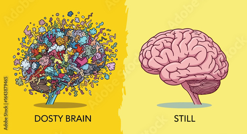 Mindful brain concept contrasting busy versus calm mind