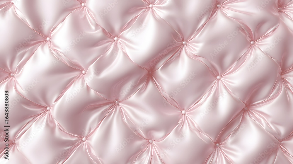 Fototapeta premium Detailed view of quilted, pink silk upholstery.