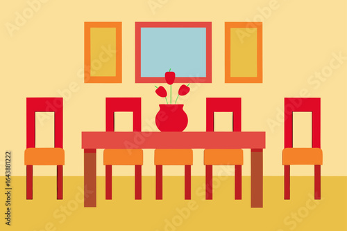 vector illustration of a dining room