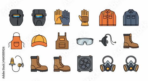 Safety Equipment Icons for Industrial Workers