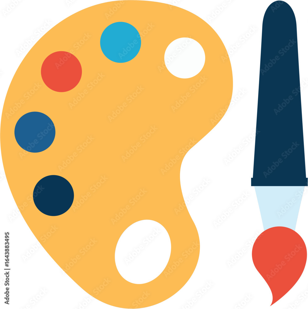 Fototapeta premium vector illustration of a paint palette with brush