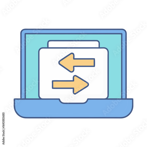 Laptop with incoming and outgoing data arrows icon