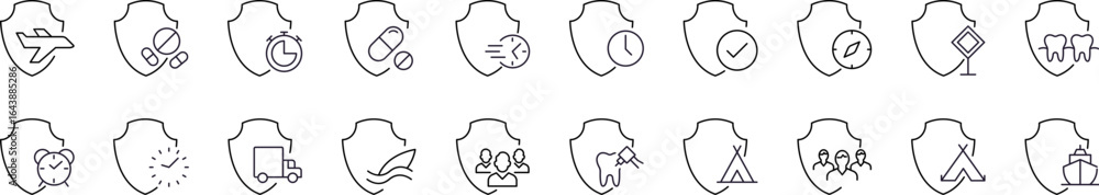 Obraz premium Shield Icon Pack. Contains Icons of People, Pills, Transport by Shield for Graphics, Concept, Apps