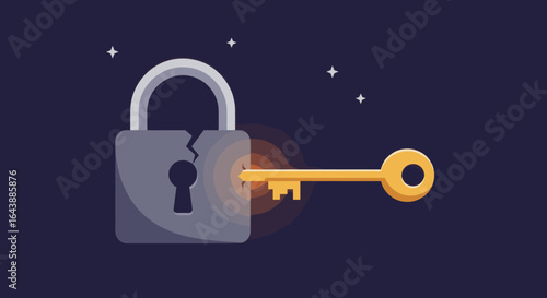 A padlock being opened by a golden key, symbolizing unlocking potential.
