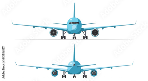 Airplane front and back view vector illustration design art