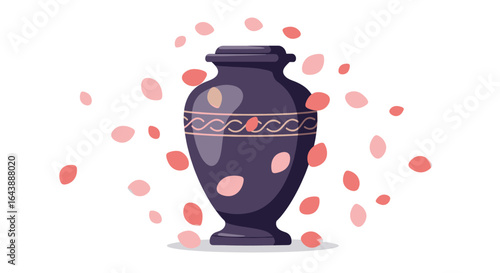 A cracked vase with flowers blooming from it.