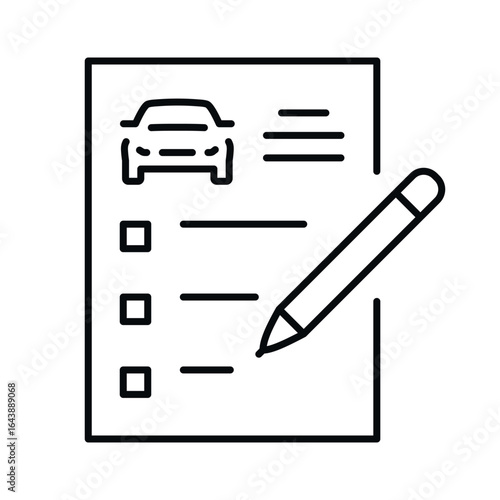 Vehicle inspection icon showing the basic steps of a vehicle safety inspection and proper maintenance