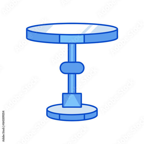 Stylized blue round table with a reflective surface