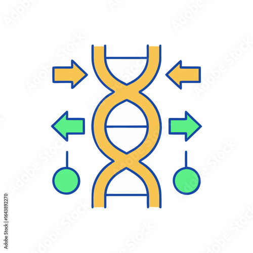 Dna structure with arrows indicating genetic modification or analysis