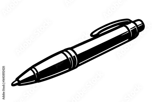 The Classic Pen: A Vector Illustration of a Ballpoint Pen, Symbolizing Writing, Office Supplies, and Everyday Communication
