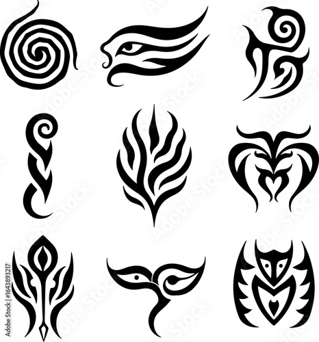 "Maori & Tribal Tattoo Design Bundle – Polynesian-Inspired Vector Set"